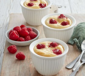 Baked Ricotta and Raspberry Puddings